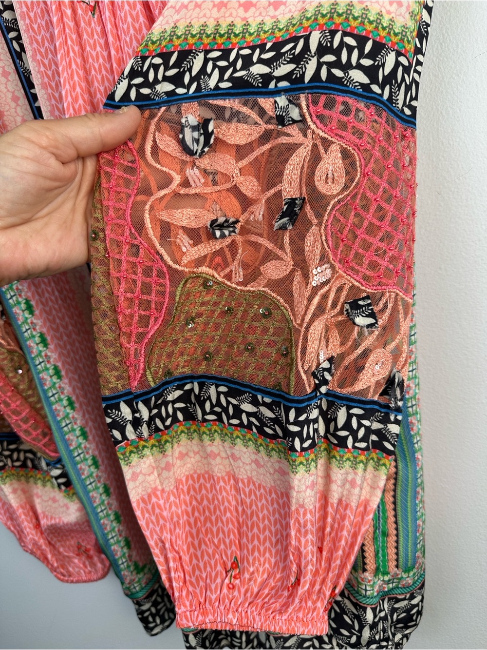Bhanuni by Jyoti Rosario Embroidery Blouse SM Bohemian High Neck Long Sleeve Top - Picture 9 of 16